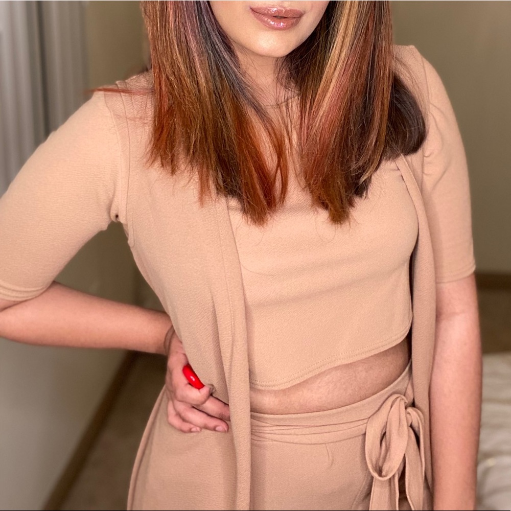 3 piece tan outfit